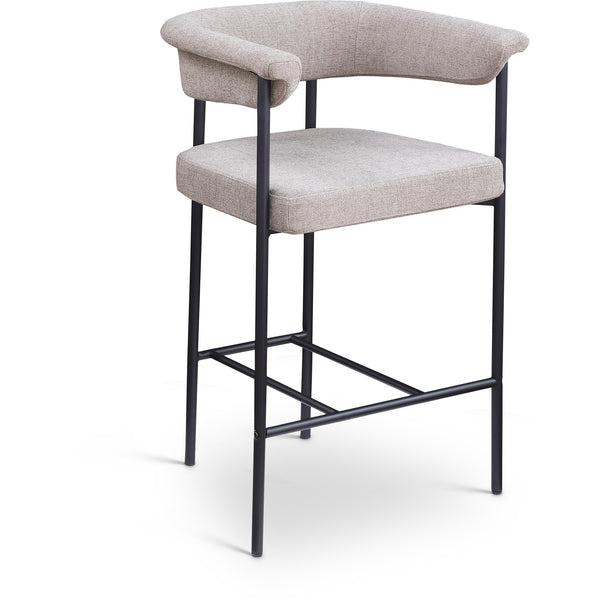 Meridian Malin Taupe Linen Textured Fabric Counter Stool IMAGE 1