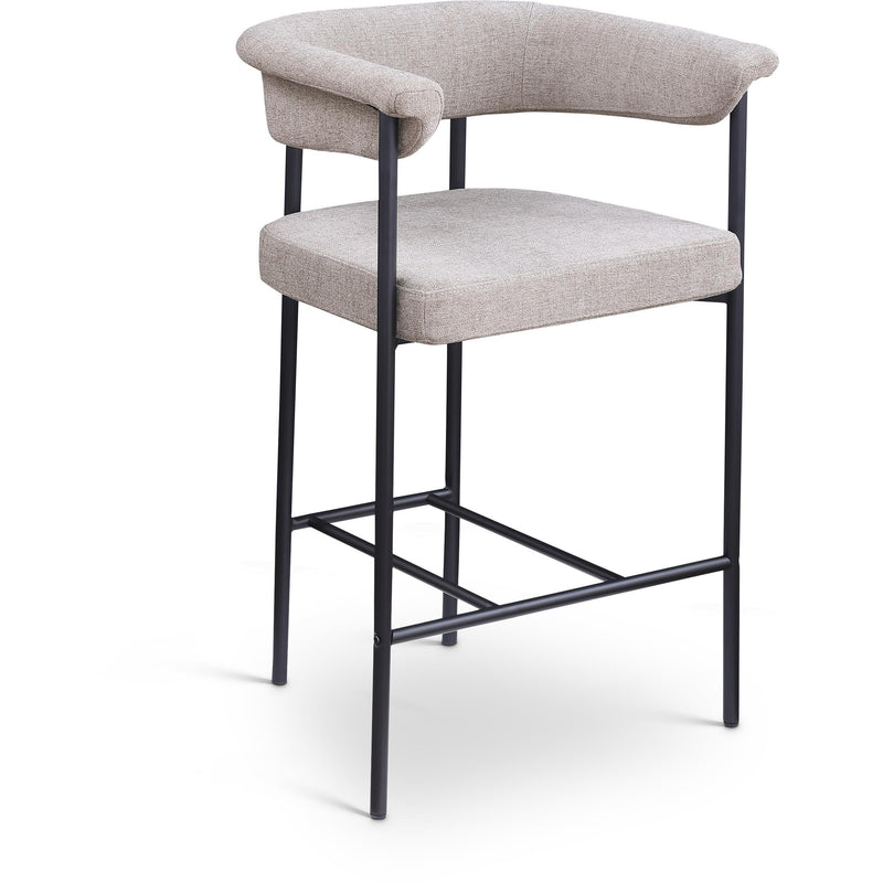 Meridian Malin Taupe Linen Textured Fabric Counter Stool IMAGE 1