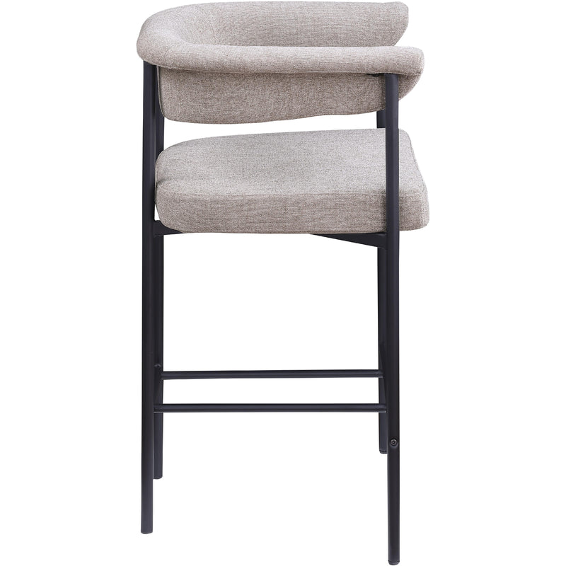 Meridian Malin Taupe Linen Textured Fabric Counter Stool IMAGE 4