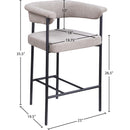 Meridian Malin Taupe Linen Textured Fabric Counter Stool IMAGE 8