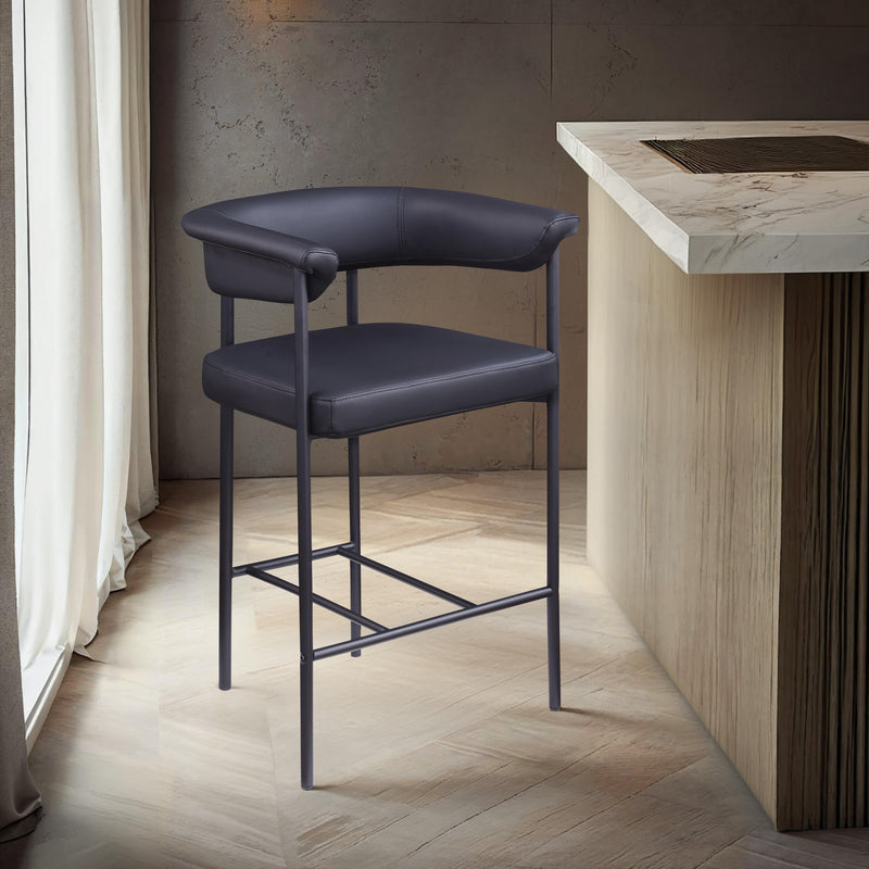 Meridian Malin Black Vegan Leather Counter Stool IMAGE 2