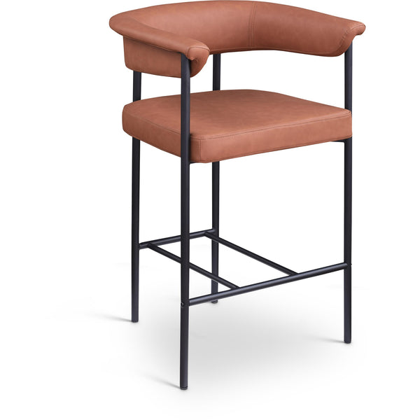 Meridian Malin Cognac Vegan Leather Counter Stool IMAGE 1