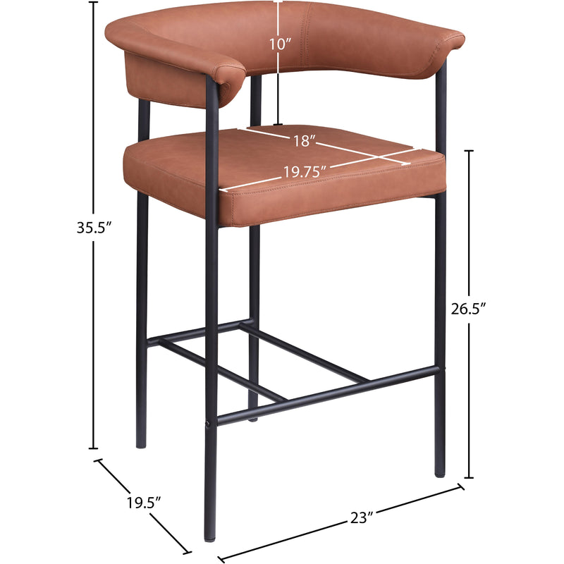 Meridian Malin Cognac Vegan Leather Counter Stool IMAGE 8
