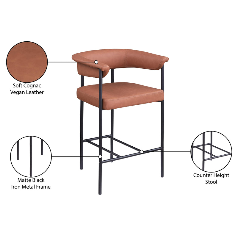 Meridian Malin Cognac Vegan Leather Counter Stool IMAGE 9