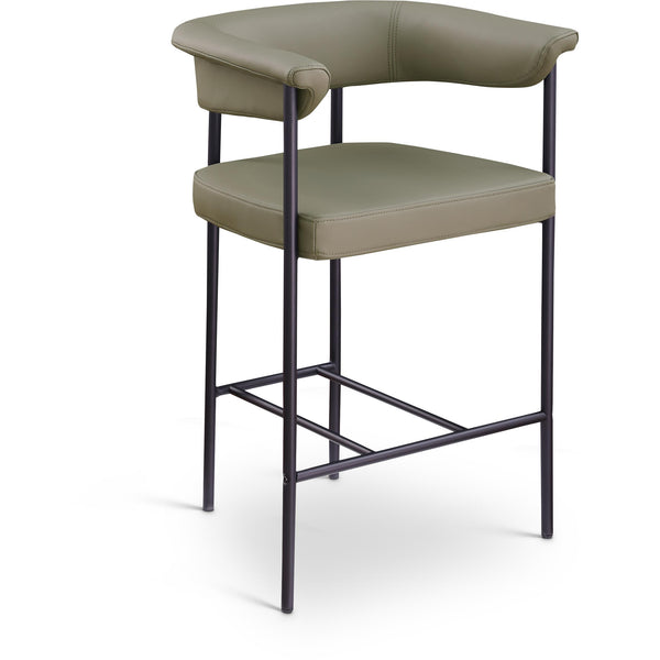 Meridian Malin Olive Vegan Leather Counter Stool IMAGE 1