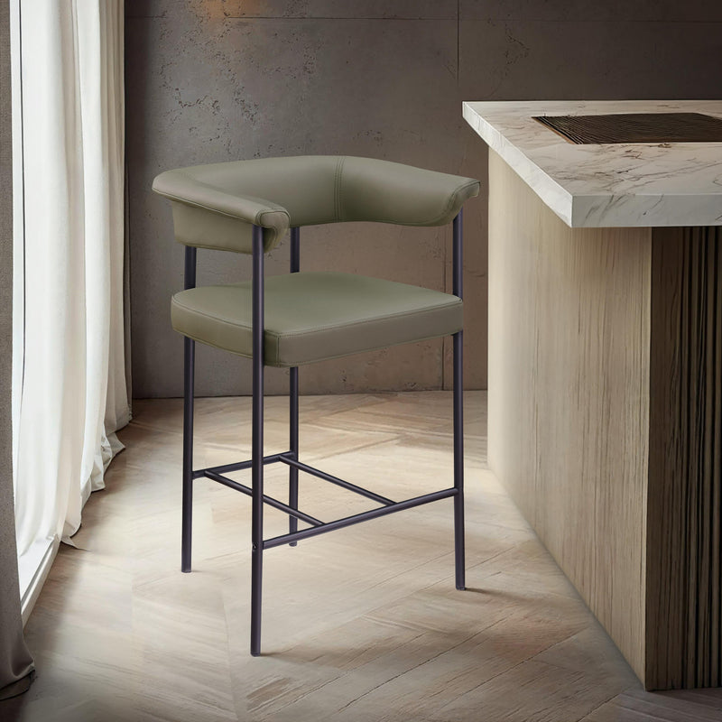 Meridian Malin Olive Vegan Leather Counter Stool IMAGE 2
