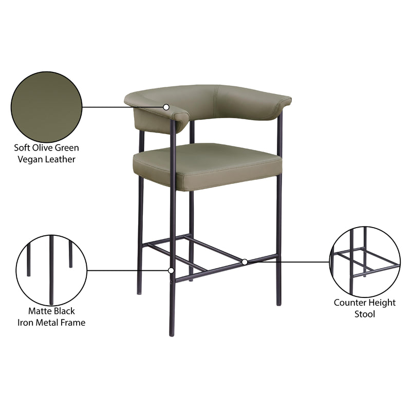 Meridian Malin Olive Vegan Leather Counter Stool IMAGE 9