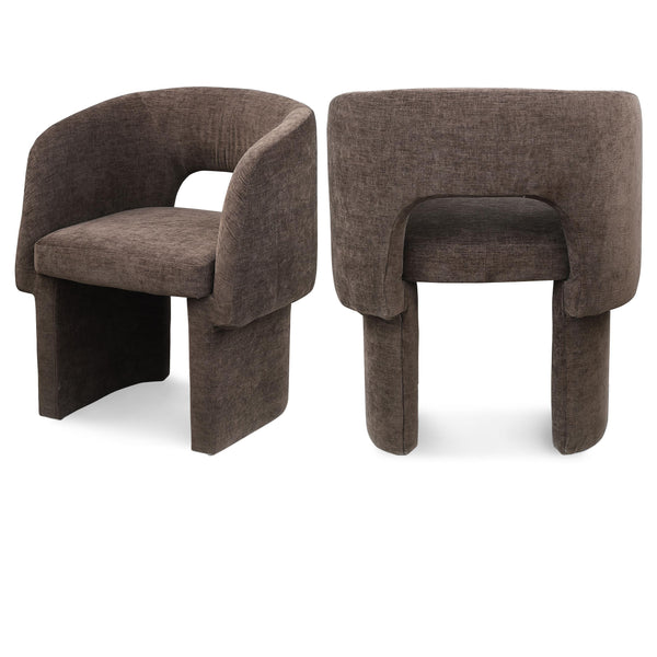 Meridian Emmet Brown Chenille Fabric Dining Chair / Accent Chair IMAGE 1