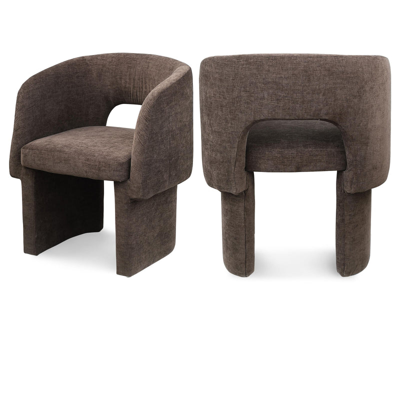 Meridian Emmet Brown Chenille Fabric Dining Chair / Accent Chair IMAGE 1