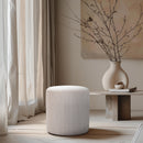 Meridian Roy Beige Microsuede Fabric Ottoman/Stool IMAGE 2