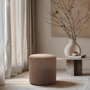Meridian Roy Brown Microsuede Fabric Ottoman/Stool IMAGE 2