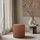 Meridian Roy Cognac Microsuede Fabric Ottoman/Stool IMAGE 2