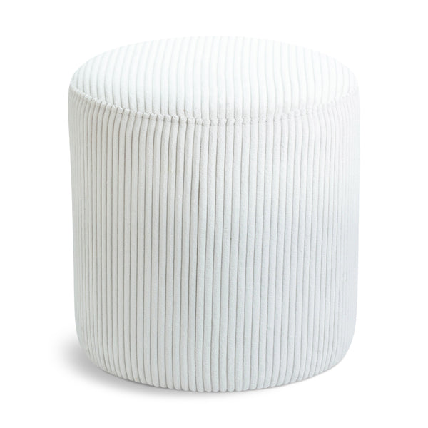 Meridian Roy Cream Microsuede Fabric Ottoman/Stool IMAGE 1