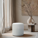 Meridian Roy Cream Microsuede Fabric Ottoman/Stool IMAGE 2