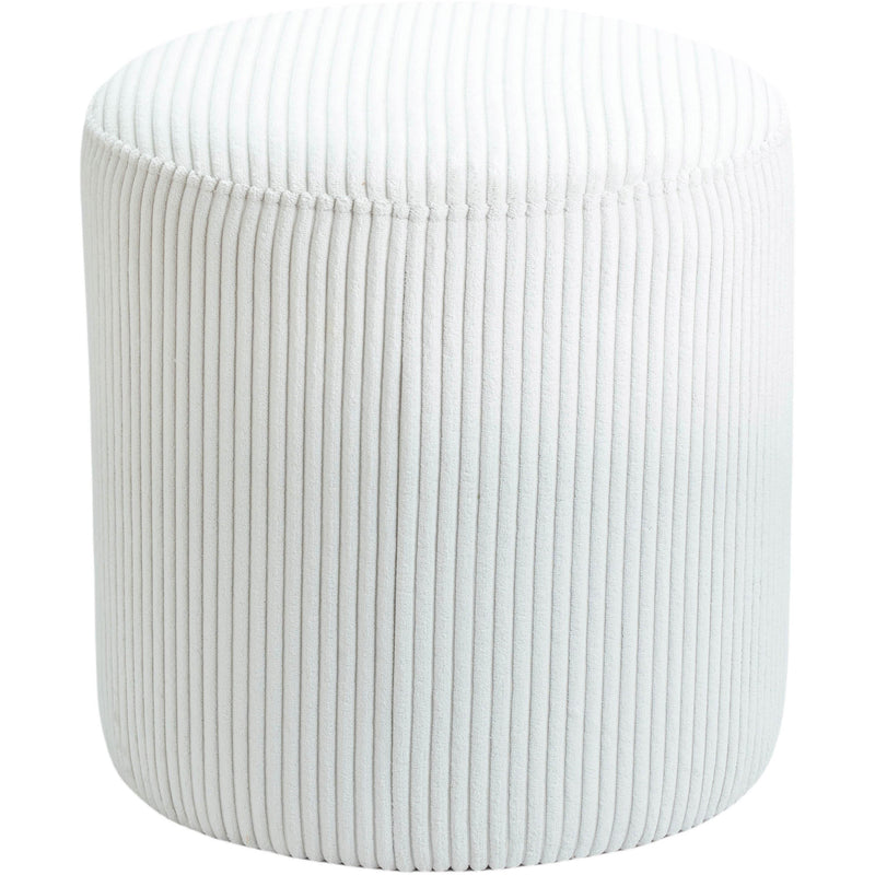 Meridian Roy Cream Microsuede Fabric Ottoman/Stool IMAGE 3