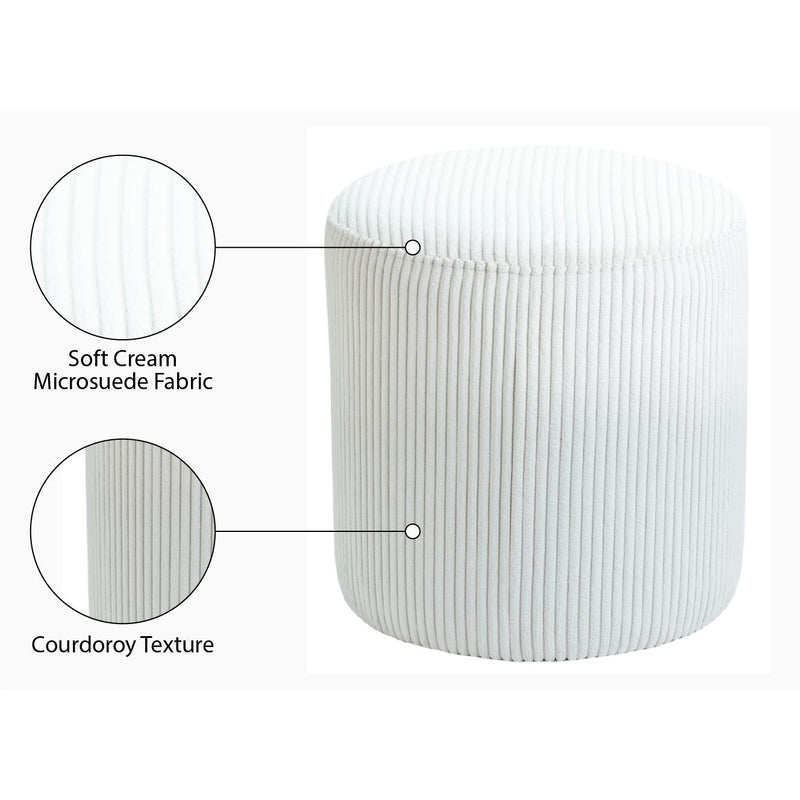 Meridian Roy Cream Microsuede Fabric Ottoman/Stool IMAGE 7