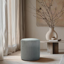 Meridian Roy Grey Microsuede Fabric Ottoman/Stool IMAGE 2