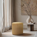 Meridian Roy Yellow Microsuede Fabric Ottoman/Stool IMAGE 2