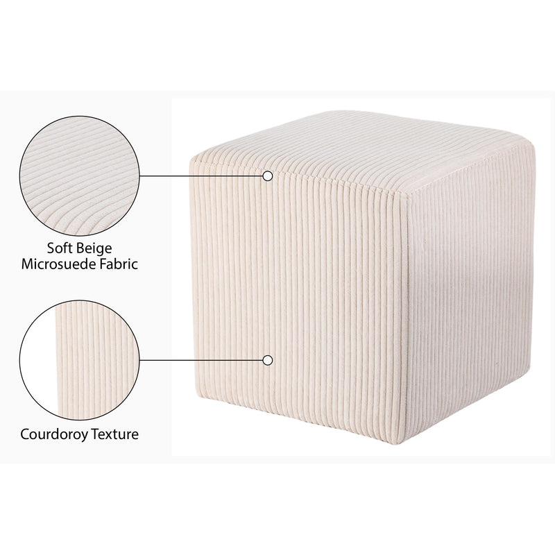 Meridian Roy Beige Microsuede Fabric Ottoman/Stool IMAGE 9