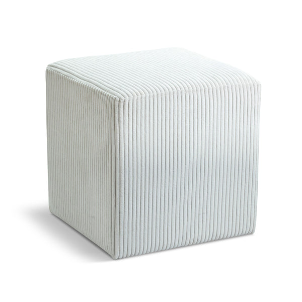 Meridian Roy Cream Microsuede Fabric Ottoman/Stool IMAGE 1