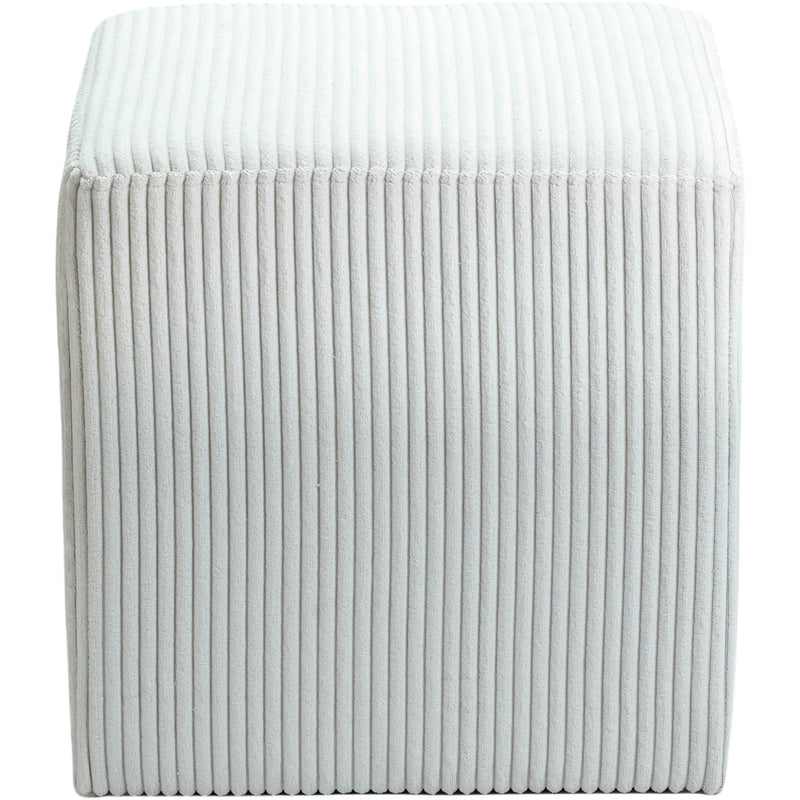Meridian Roy Cream Microsuede Fabric Ottoman/Stool IMAGE 4