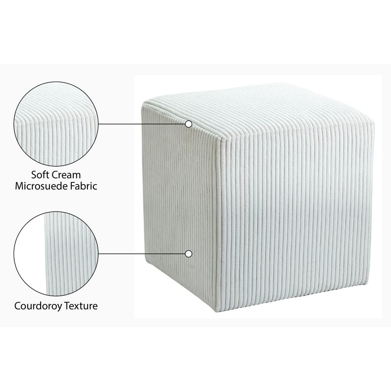 Meridian Roy Cream Microsuede Fabric Ottoman/Stool IMAGE 8