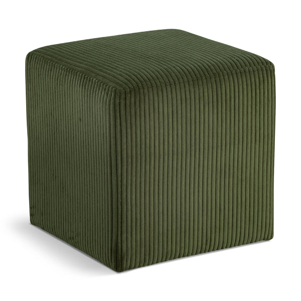 Meridian Roy Green Microsuede Fabric Ottoman/Stool IMAGE 1
