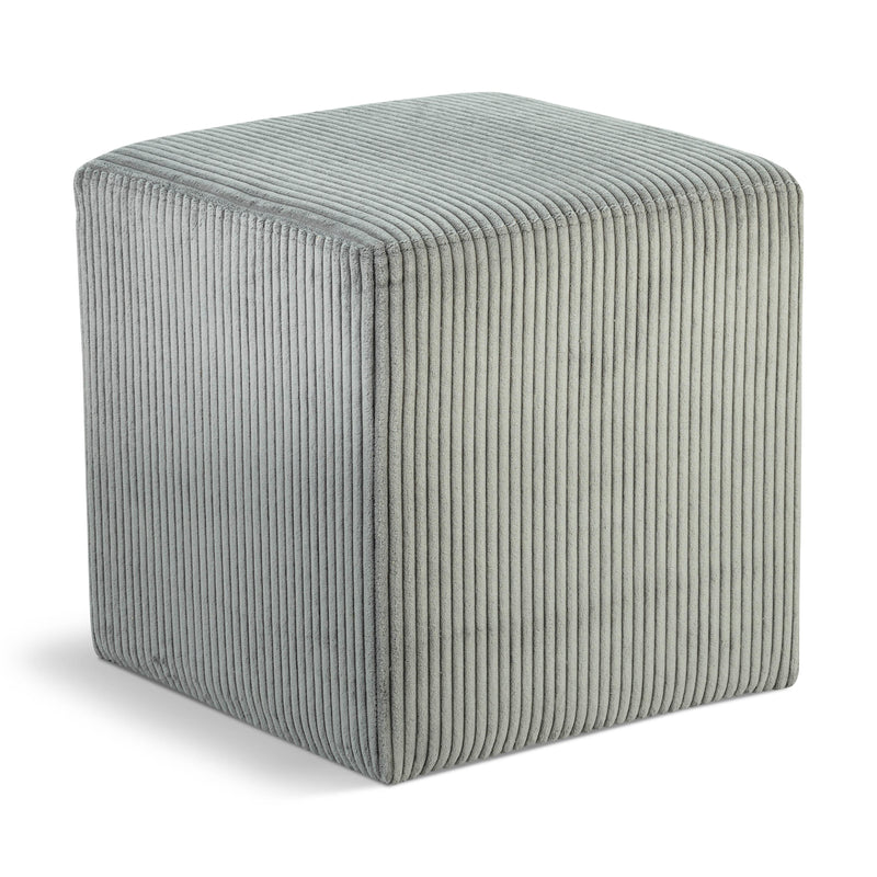 Meridian Roy Grey Microsuede Fabric Ottoman/Stool IMAGE 1