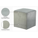Meridian Roy Grey Microsuede Fabric Ottoman/Stool IMAGE 8