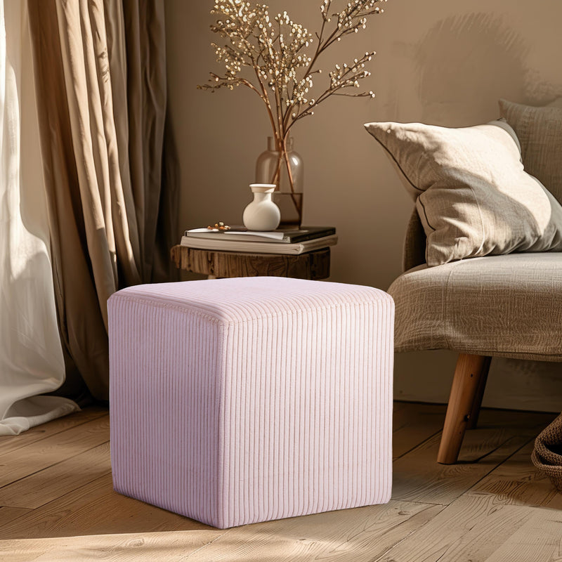 Meridian Roy Pink Microsuede Fabric Ottoman/Stool IMAGE 2