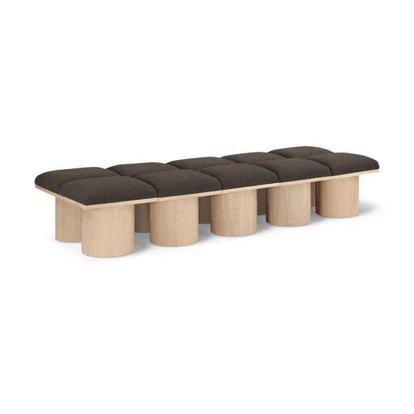 Meridian Pavilion Brown Boucle Fabric Bench IMAGE 1