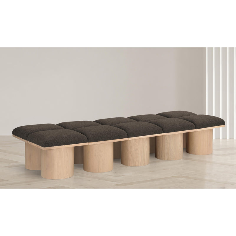 Meridian Pavilion Brown Boucle Fabric Bench IMAGE 2