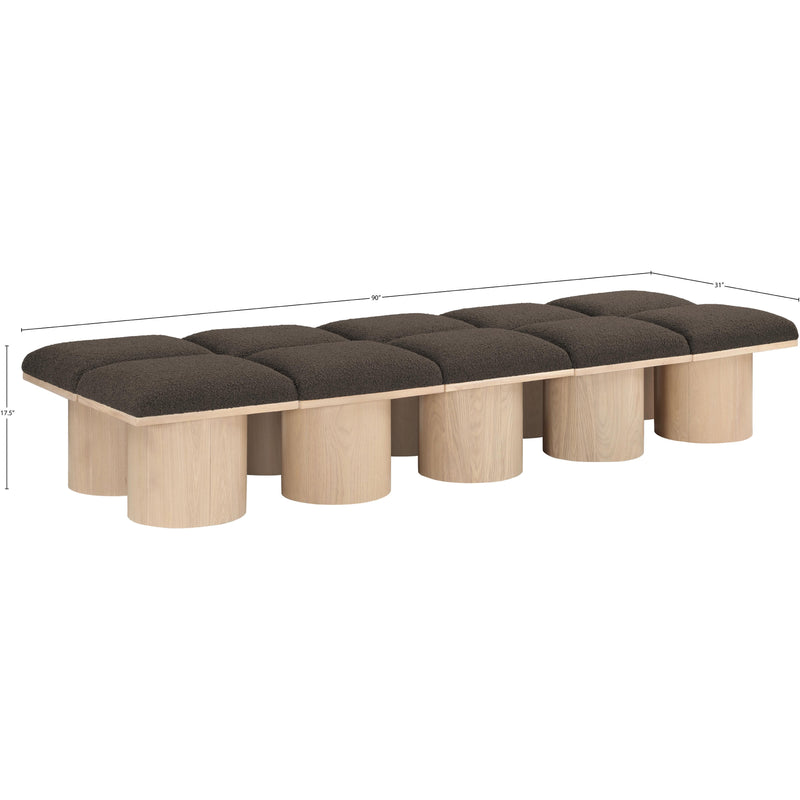 Meridian Pavilion Brown Boucle Fabric Bench IMAGE 7