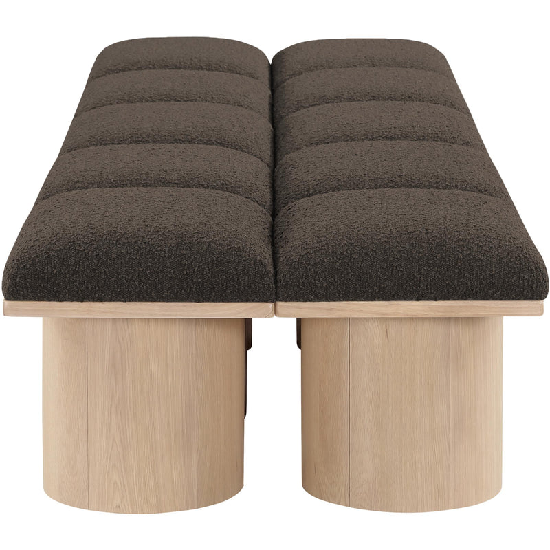 Meridian Pavilion Brown Boucle Fabric Bench IMAGE 4