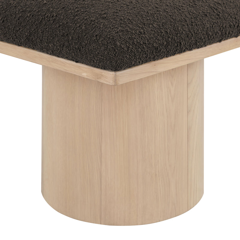 Meridian Pavilion Brown Boucle Fabric Bench IMAGE 6