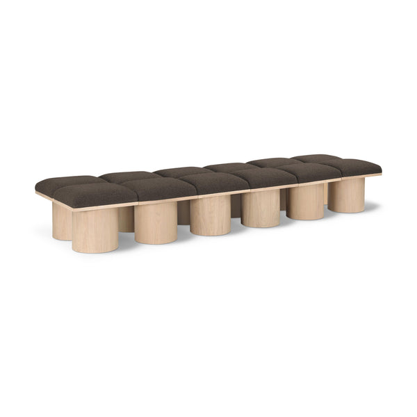 Meridian Pavilion Brown Boucle Fabric Bench IMAGE 1