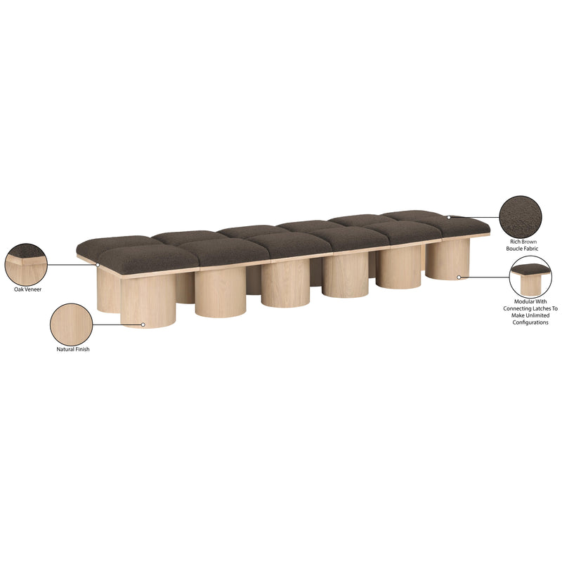 Meridian Pavilion Brown Boucle Fabric Bench IMAGE 6