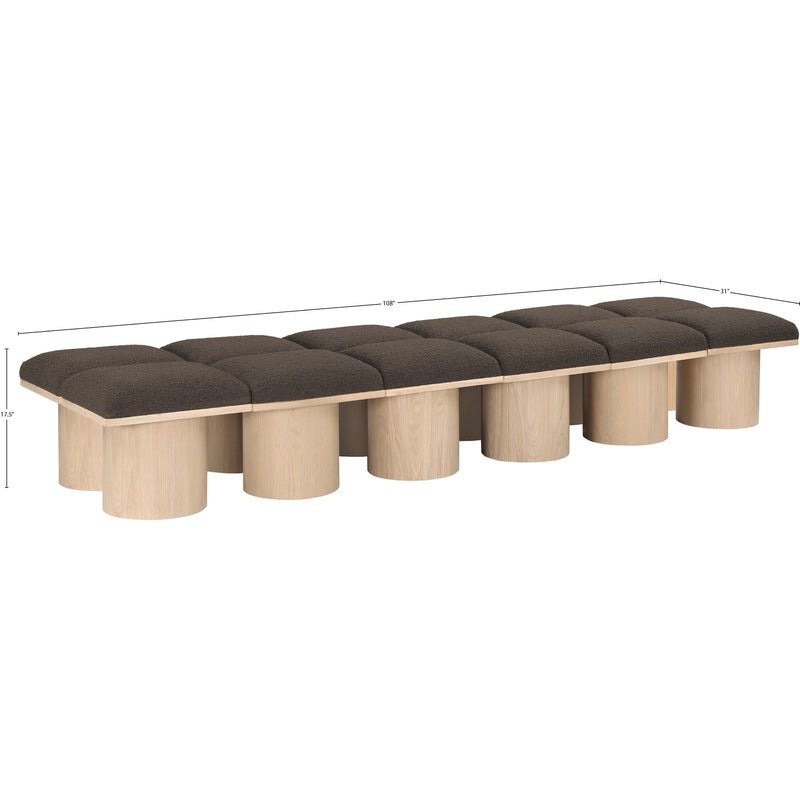 Meridian Pavilion Brown Boucle Fabric Bench IMAGE 7