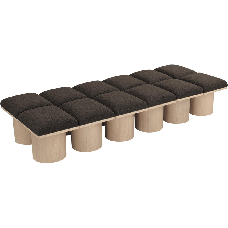 Meridian Pavilion Brown Boucle Fabric Bench IMAGE 5