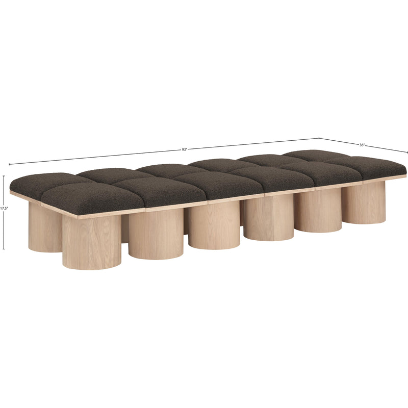 Meridian Pavilion Brown Boucle Fabric Bench IMAGE 8