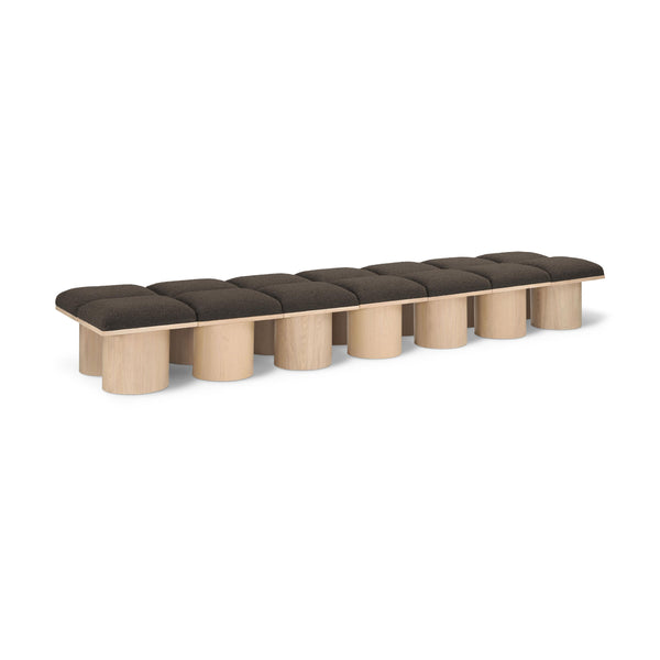 Meridian Pavilion Brown Boucle Fabric Bench IMAGE 1