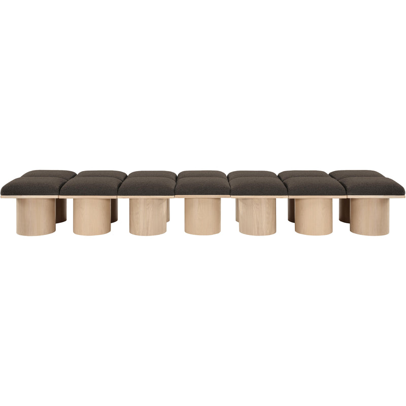Meridian Pavilion Brown Boucle Fabric Bench IMAGE 3