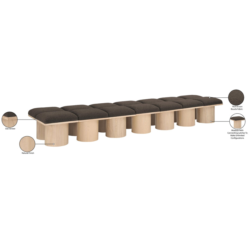 Meridian Pavilion Brown Boucle Fabric Bench IMAGE 6