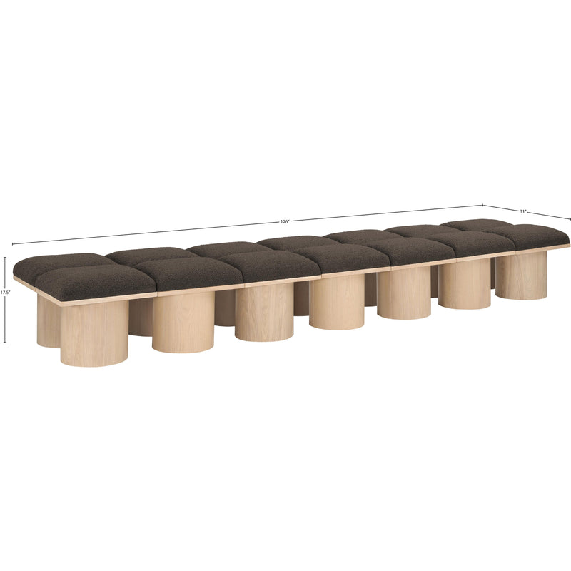 Meridian Pavilion Brown Boucle Fabric Bench IMAGE 7