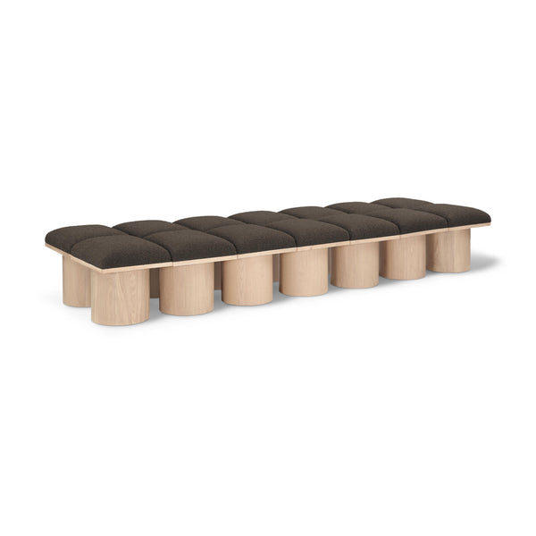 Meridian Pavilion Brown Boucle Fabric Bench IMAGE 1