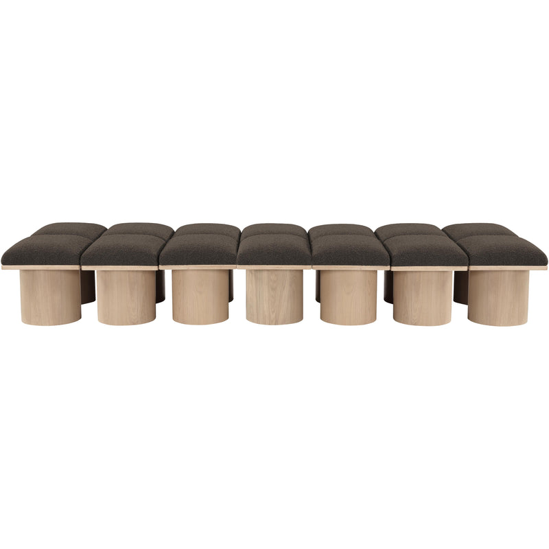 Meridian Pavilion Brown Boucle Fabric Bench IMAGE 3