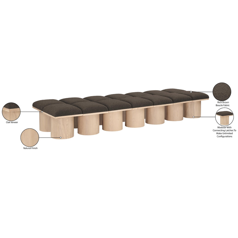 Meridian Pavilion Brown Boucle Fabric Bench IMAGE 7