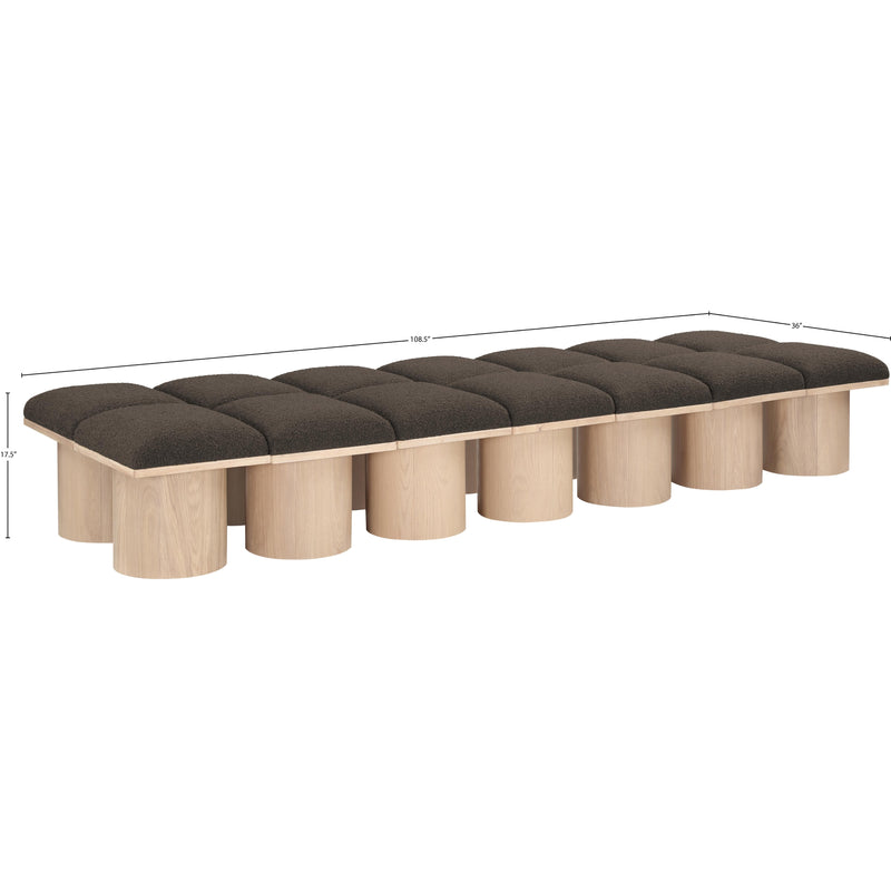 Meridian Pavilion Brown Boucle Fabric Bench IMAGE 8