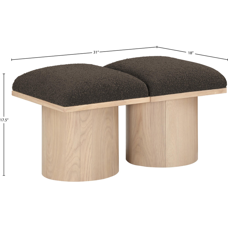 Meridian Pavilion Brown Boucle Fabric Bench IMAGE 7