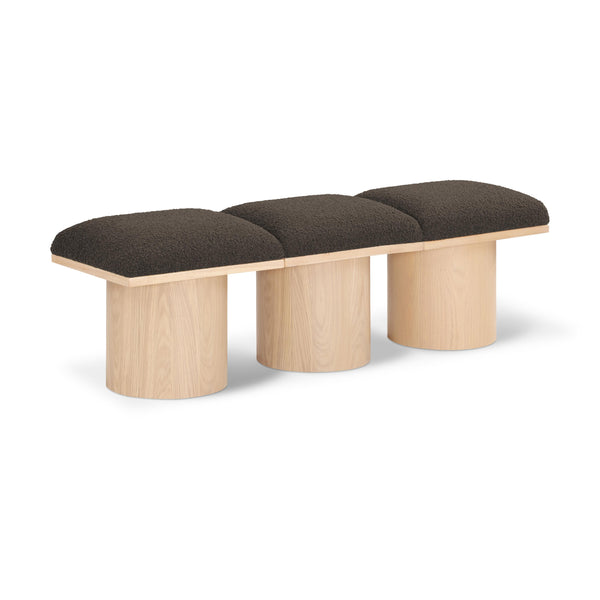 Meridian Pavilion Brown Boucle Fabric Bench IMAGE 1